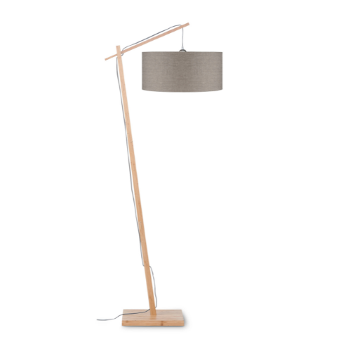 Good&Mojo Vloerlamp Andes bamboe h.176cm/kap 47x23cm eco linnen, donker